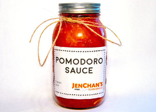 JenChan's Pomodoro Sauce - San Marzano Tomatoes. Organic Garlic "Butter". Organic Onions. Organic Carrots. Extra Virgin Olive Oil.