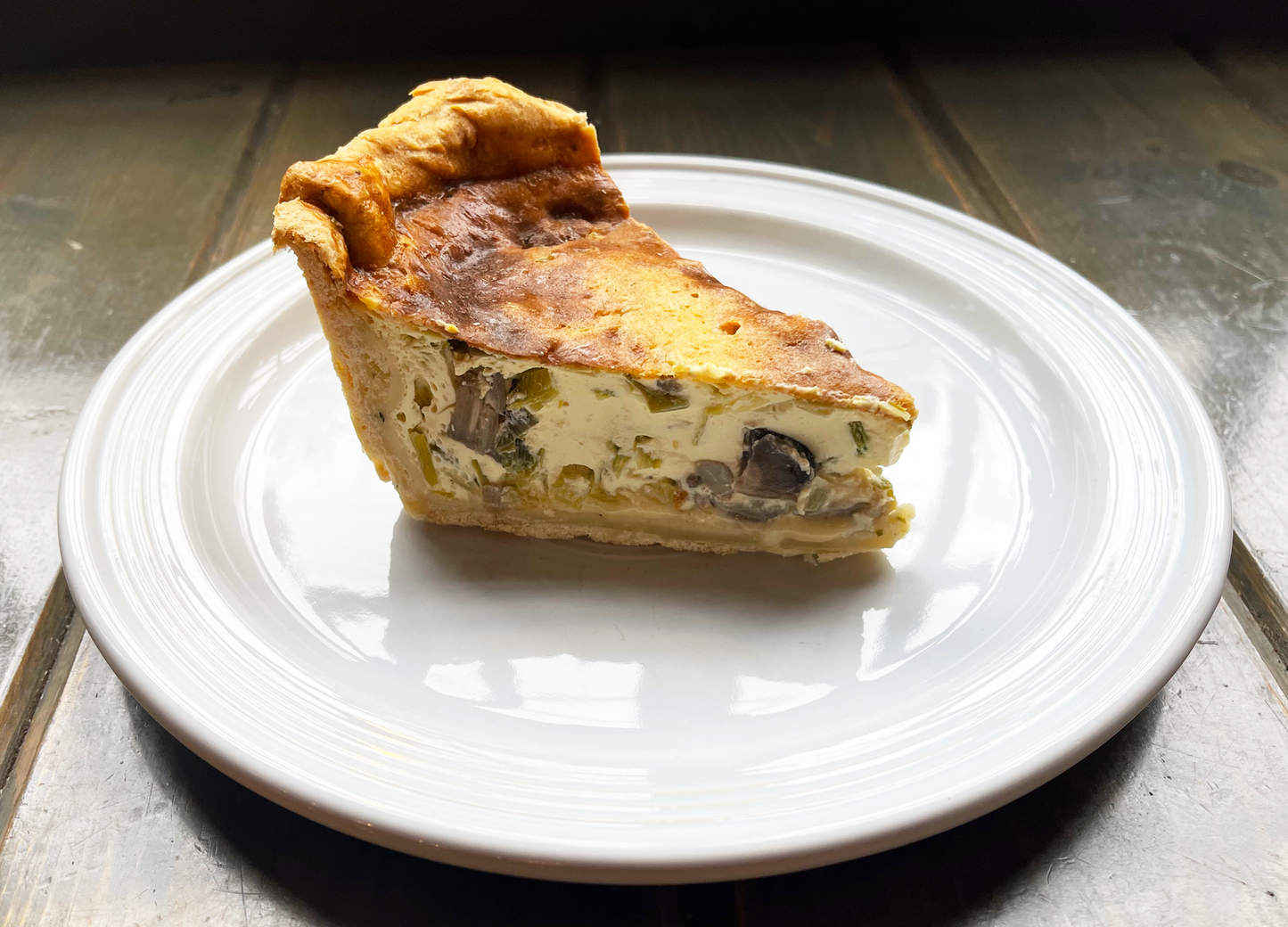 Mushroom, Smoked Gouda, and Leek Quiche